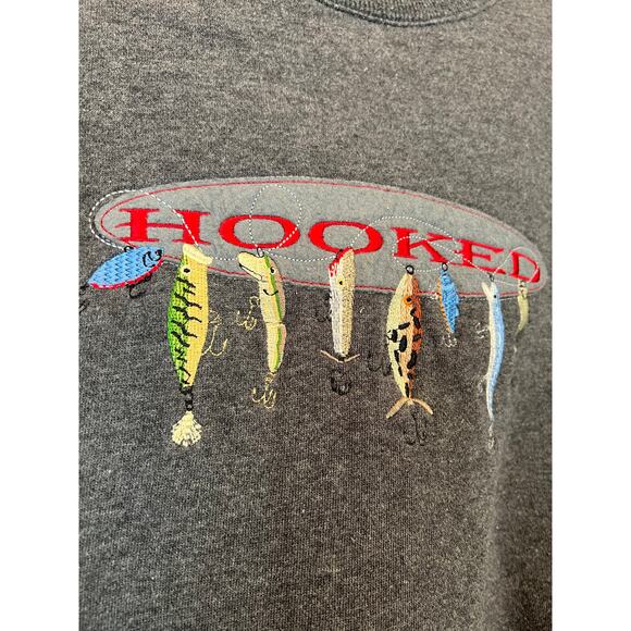 Mens Retro Sweatshirt Pullover Casual Grunge Fishing Outdoor Lures XL Gorpcore - Picture 6 of 6